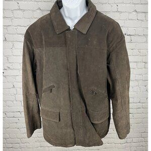 OutBrook Brown Genuine Suede Leather Insulated Zipped Lined Jacket Size XL